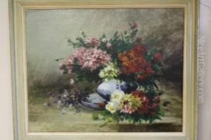 Boeket Met Witte, Rode En Gele Rozen by Victor Simonin