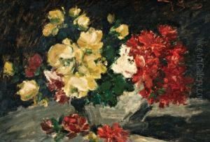 Vaas Met Rode En Gele Bloemen by Victor Simonin
