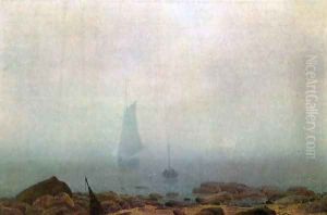 Sea beach in the fog