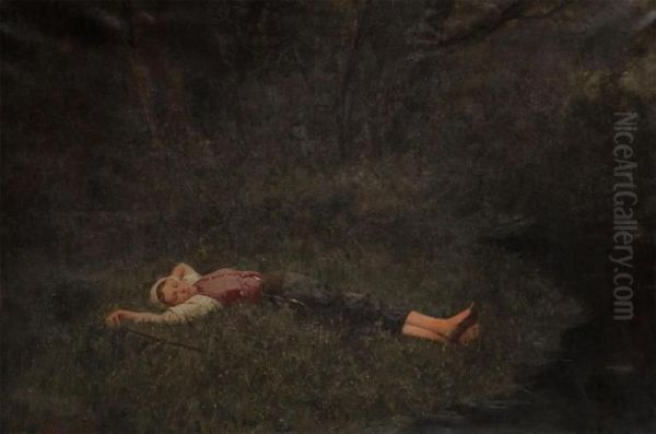 Young Farmer's Wife Resting Near A Brook - view 1
