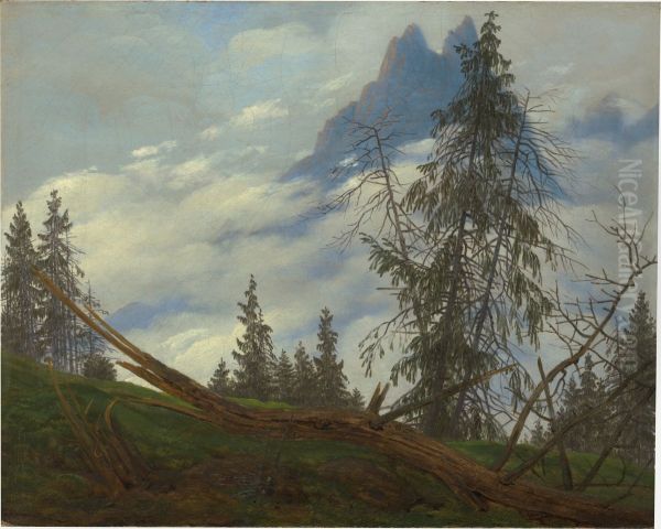 Mountain Peak with Drifting Clouds - view 1