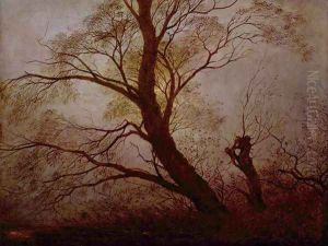 Trees in the moonlight by Caspar David Friedrich