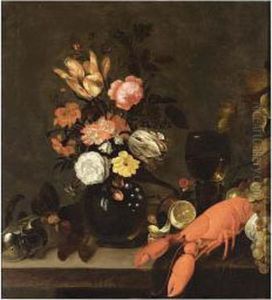 A Still Life With Tulips, Carnations, Roses, Lilies-of-the-valley In A