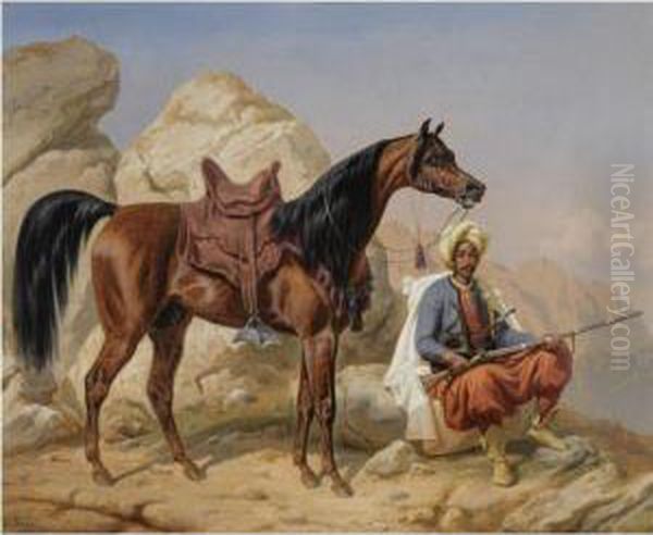 Arab Warrior And His Steed - view 1