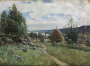 Flicka Vid Gardsgard by Karl Konrad Simonsson