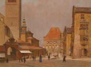 Veduta Della Piazza Del Mercato Di Hall In Tirolo by Stefan Simony