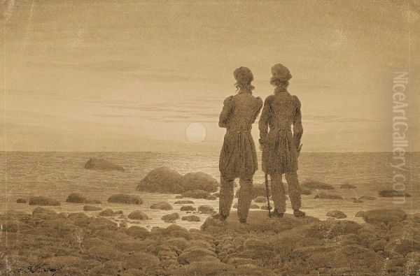 Two men at Moonrise - view 1