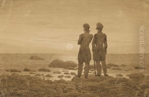 Two men at Moonrise by Caspar David Friedrich