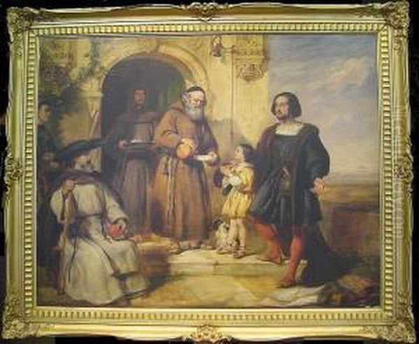 Columbus Asking Bread And Water 
For His Child At The Door Of Theconvent Of Santa Maria De Rabida - view 1