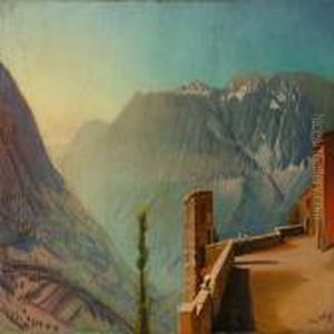 View Of The Rovetovalley In The Abruzzi by Knud Sinding