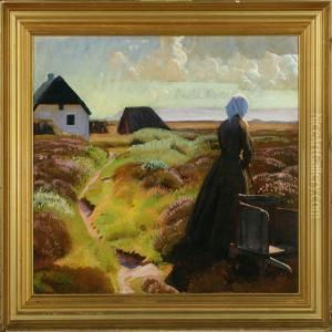 A Moor Scene In The Evening Sun by Knud Sinding