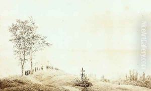 Pilgrimage at Sunset (Sunrise) by Caspar David Friedrich
