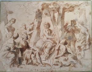 Apollo And The Ninemuses by Elisabetta Sirani