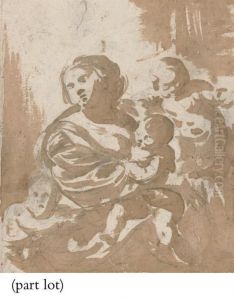 Allegory Of Charity; And Putti Fishing by Elisabetta Sirani