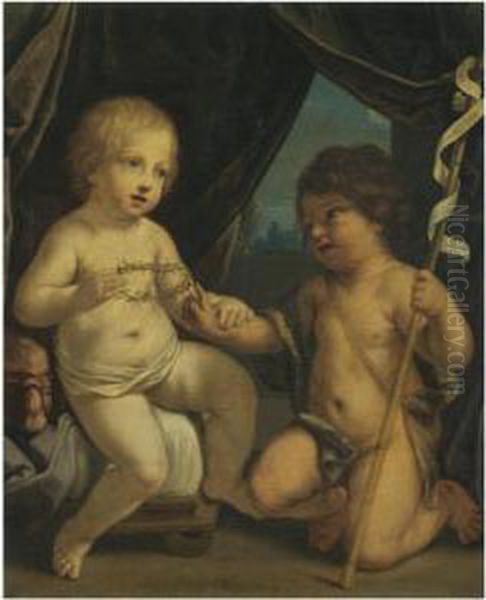 The Infant Jesus Christ Holding A Crown Of Thorns With The Youngst. John The Baptist - view 1