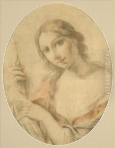 Study Of A Young Woman, Half-length, Holding A Flute by Elisabetta Sirani