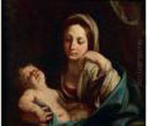 La Vierge Veillant Sur L'enfant Endormi by Elisabetta Sirani