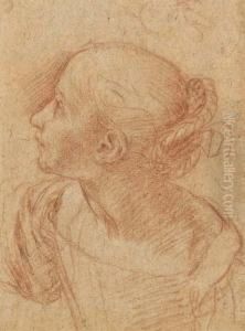 Jeune Fille En Buste De Profil A Gauche Regardant En Haut A Gauche by Giovanni Andrea Sirani