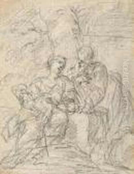 The Rest On The Flight Into Egypt by Giovanni Andrea Sirani
