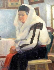 Peasant Woman With Kerchief by Francisc Sirato