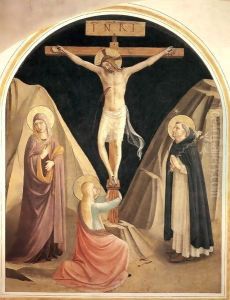 Crucifixion with Mary and St. Dominic and Maria Magdalena by Angelico Fra