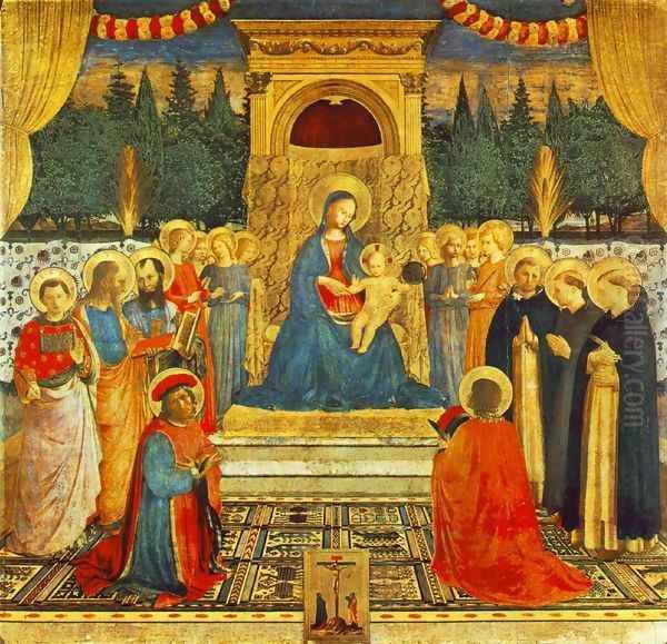 Madonna With The Child Saints And Crucifixion by Angelico Fra