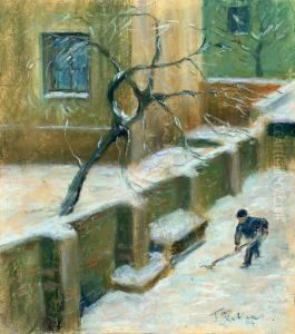 Hinterhof Im Schnee by Franz Skarbina