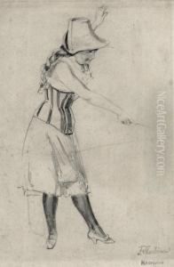 Dompteurin Mit Gerte In Der Hand by Franz Skarbina