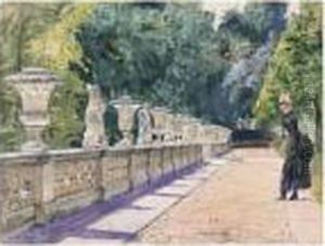 Promenade Im Park Von Sanssouci (a Walk In The Gardens Of Sanssouci) by Franz Skarbina