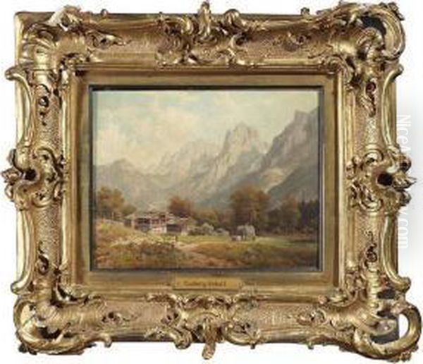 Mountainous Landscape In Tyrol, 
Austria. Summery Lakeside Near Munich. A Pair. Oil/panel, Both Of Them 
Signed, Verso On Old Labels Inscribed. Cf. Boetticher, Friedrich Von, 
Malerwerke Des Neunzehnten Jahrhunderts, Volume Ii,2 P - view 1