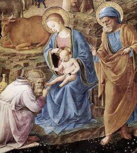 The Adoration of the Magi (detail) 1445 by Angelico Fra