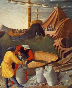 The Story of St Nicholas, St Nicholas saves the ship (detail) 1437 by Angelico Fra