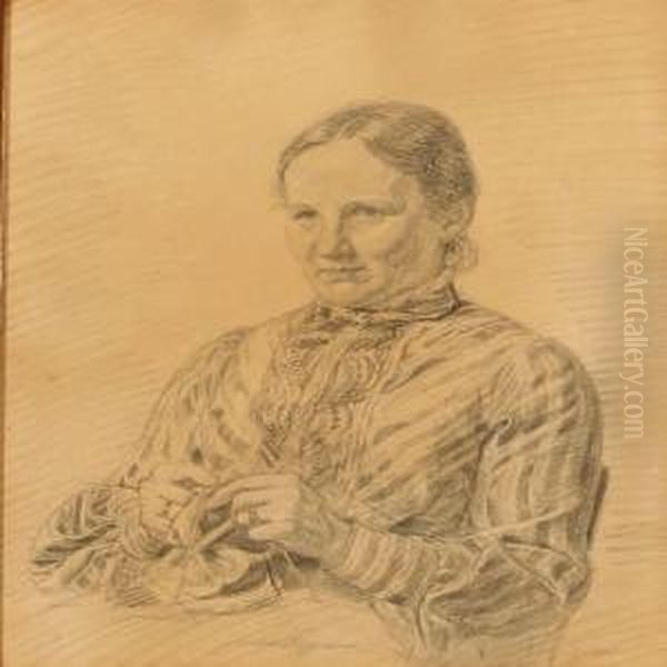 A Woman Knitting - view 1