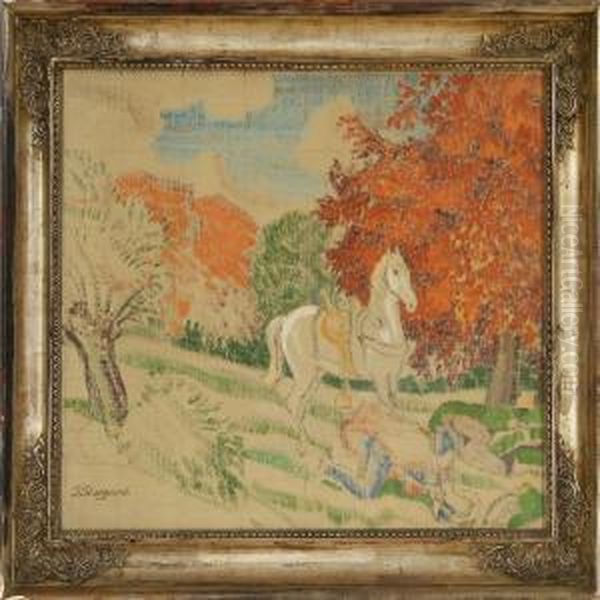 Autumn Forest With Ahorse And A Knight - view 1