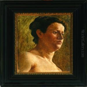 Woman With Her Hair Taken Up And
 Naked Torso. Study. Unsigned. Inscribed Verso Joakim Skovgaard