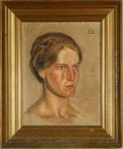 A Young Woman With Her Hair Taken Up