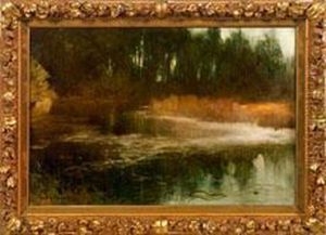 Herbststimmung An Einem Idyllischen Flusslauf by Ludvig Skramstad