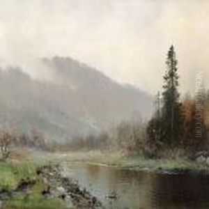 Scandinavian River Landscape by Ludvig Skramstad