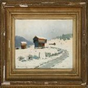 Cabins In The Snow by Ludvig Skramstad