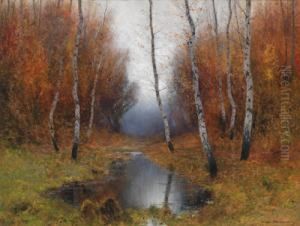 Bosco Di Betulle Con Stagno by Ludvig Skramstad