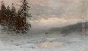 Verschneite Winterlandschaft by Ludvig Skramstad