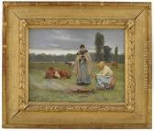 Farming Girls By The Fire In Grez - view 1