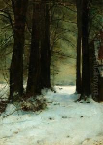 The Lane Of Trees Behind Castle Maurick In Vught by Frans Slager