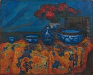 Nature Morte Aux Plats Bleus by Wladyslaw Slewinski
