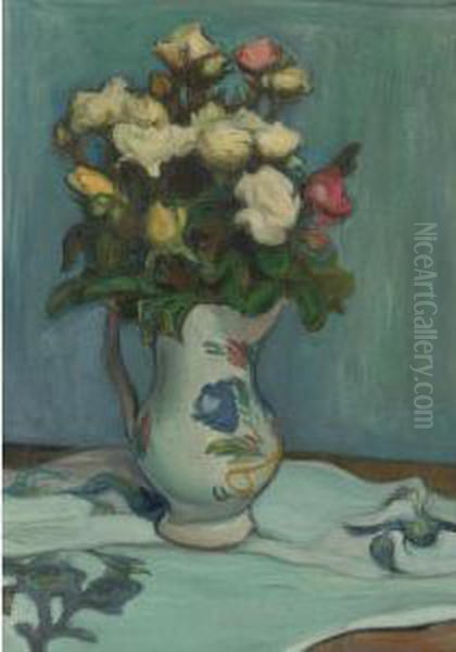 Roses Sur Fond Bleu - view 1