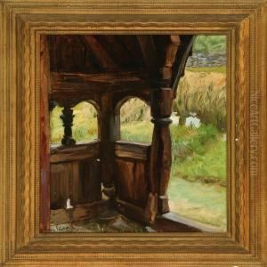 Gallery At Borgund Stave Church In Norway by Agnes Slott-Mrller