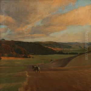 Moor Landscape With A Farmer And His Horses by Harald Slott-Moller