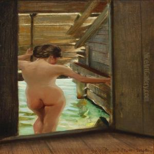 Nude Woman Bathing by Harald Slott-Moller
