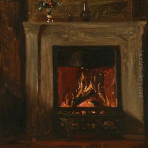 Interior With A Fireplace by Harald Slott-Moller