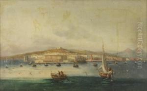 Veduta Di Napoli Dal Mare Con Barche Di Pescatori by Gabriele Smargiassi